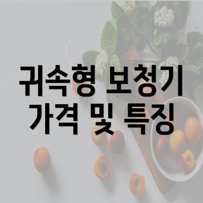 귀속형 보청기 가격 및 특징