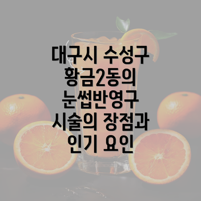 대구시 수성구 황금2동의 눈썹반영구 시술의 장점과 인기 요인