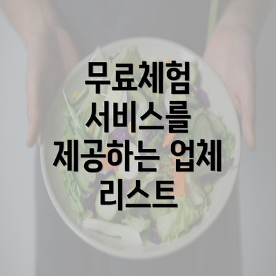 무료체험 서비스를 제공하는 업체 리스트