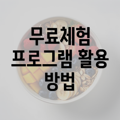 무료체험 프로그램 활용 방법