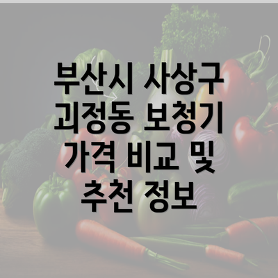 부산시 사상구 괴정동 보청기 가격 비교 및 추천 정보