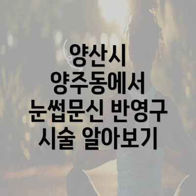 양산시 양주동에서 눈썹문신 반영구 시술 알아보기