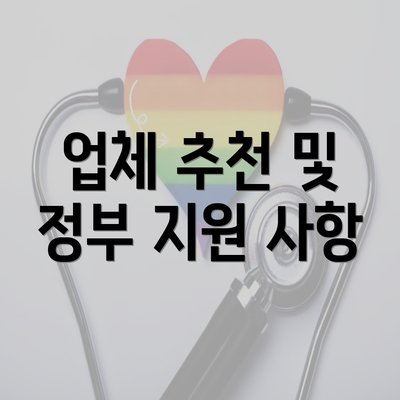 업체 추천 및 정부 지원 사항