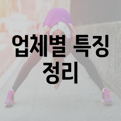 업체별 특징 정리