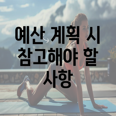 예산 계획 시 참고해야 할 사항