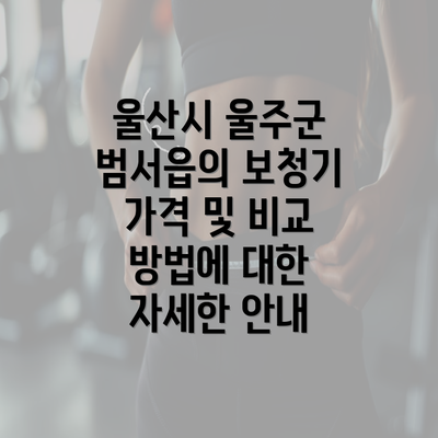 울산시 울주군 범서읍의 보청기 가격 및 비교 방법에 대한 자세한 안내