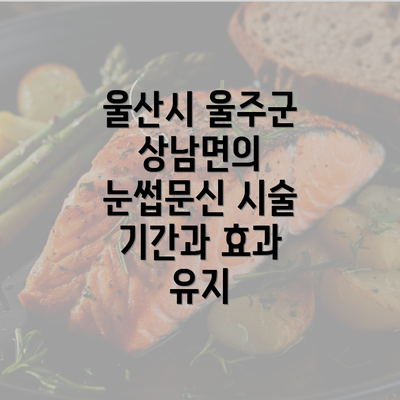 울산시 울주군 상남면의 눈썹문신 시술 기간과 효과 유지