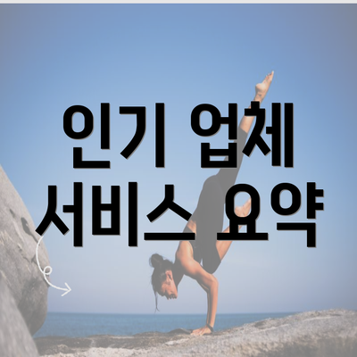 인기 업체 서비스 요약