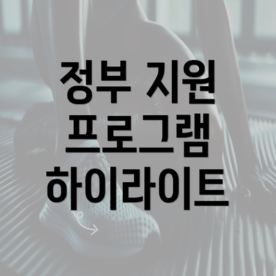 정부 지원 프로그램 하이라이트