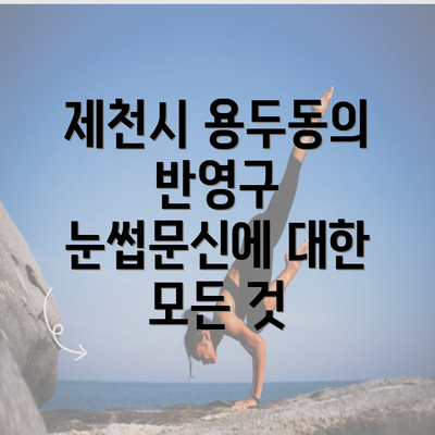 제천시 용두동의 반영구 눈썹문신에 대한 모든 것