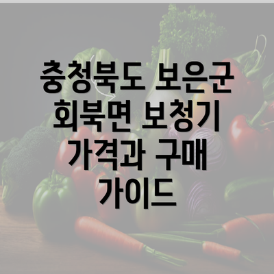 충청북도 보은군 회북면 보청기 가격과 구매 가이드