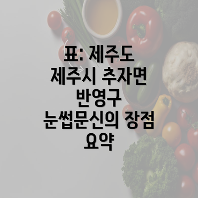 표: 제주도 제주시 추자면 반영구 눈썹문신의 장점 요약