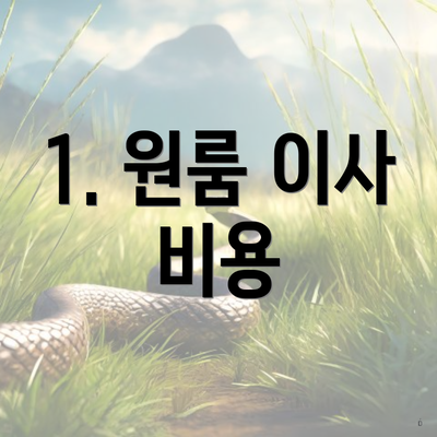 1. 원룸 이사 비용