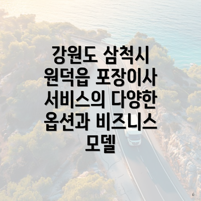 강원도 삼척시 원덕읍 포장이사 서비스의 다양한 옵션과 비즈니스 모델