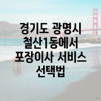 경기도 광명시 철산1동에서 포장이사 서비스 선택법