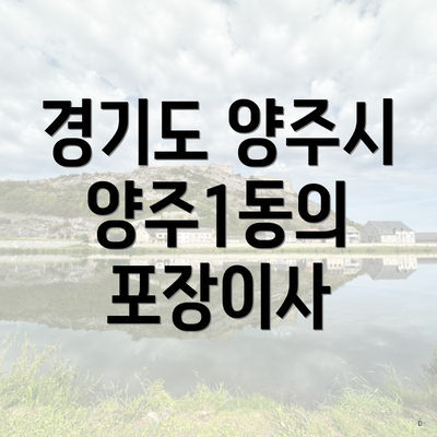 경기도 양주시 양주1동의 포장이사