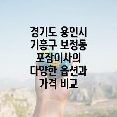 경기도 용인시 기흥구 보정동 포장이사의 다양한 옵션과 가격 비교