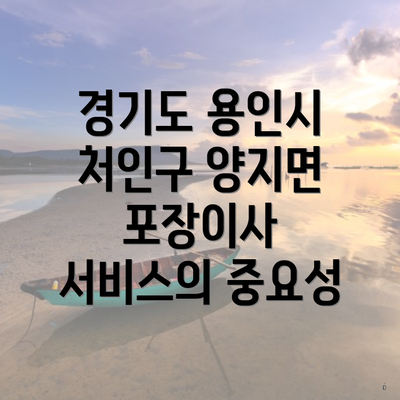 경기도 용인시 처인구 양지면 포장이사 서비스의 중요성