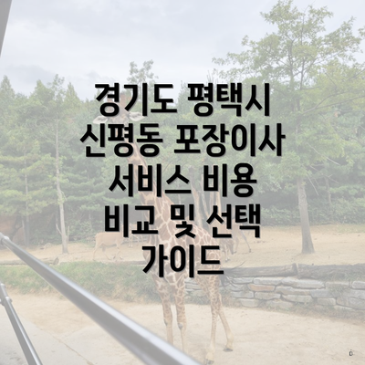 경기도 평택시 신평동 포장이사 서비스 비용 비교 및 선택 가이드