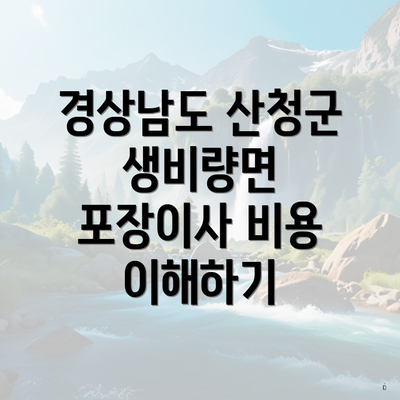 경상남도 산청군 생비량면 포장이사 비용 이해하기