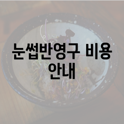 눈썹반영구 비용 안내