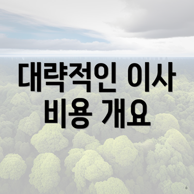 대략적인 이사 비용 개요