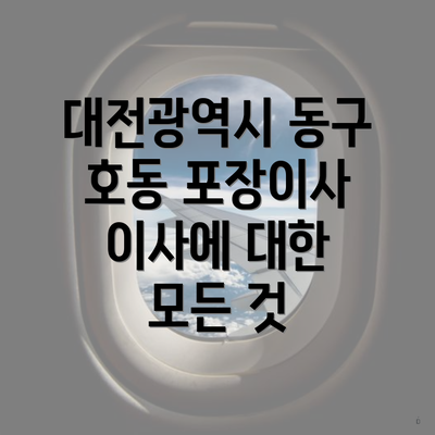 대전광역시 동구 호동 포장이사 이사에 대한 모든 것