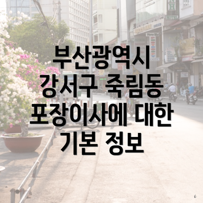 부산광역시 강서구 죽림동 포장이사에 대한 기본 정보