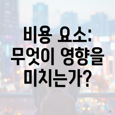 비용 요소: 무엇이 영향을 미치는가?