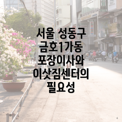 서울 성동구 금호1가동 포장이사와 이삿짐센터의 필요성