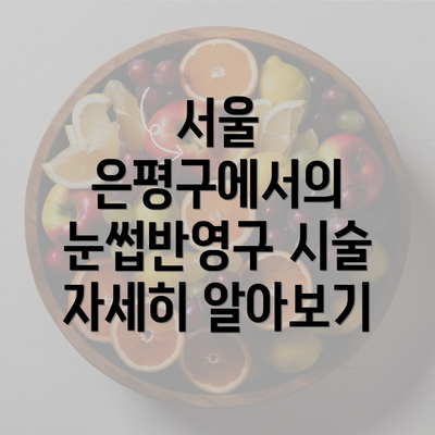 서울 은평구에서의 눈썹반영구 시술 자세히 알아보기