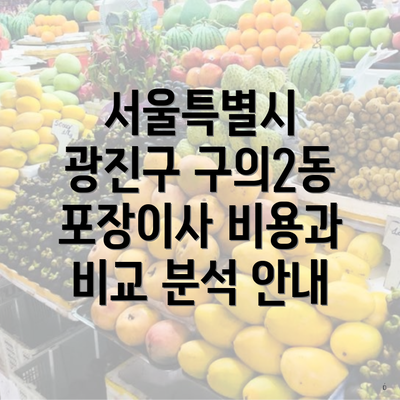 서울특별시 광진구 구의2동 포장이사 비용과 비교 분석 안내