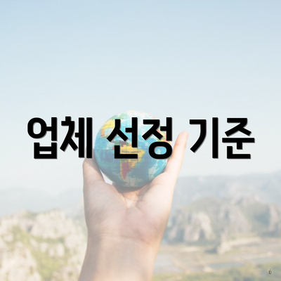 업체 선정 기준