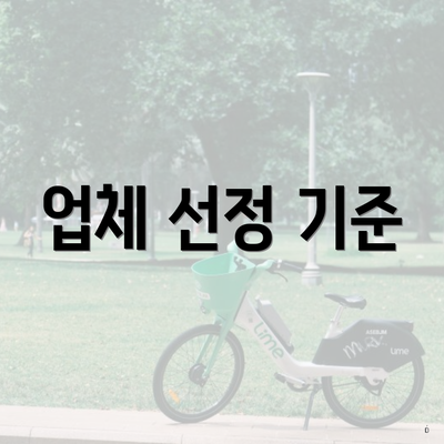 업체 선정 기준