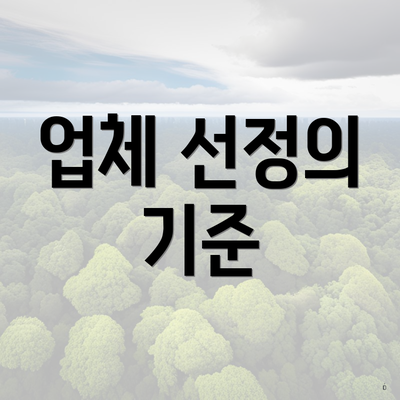 업체 선정의 기준