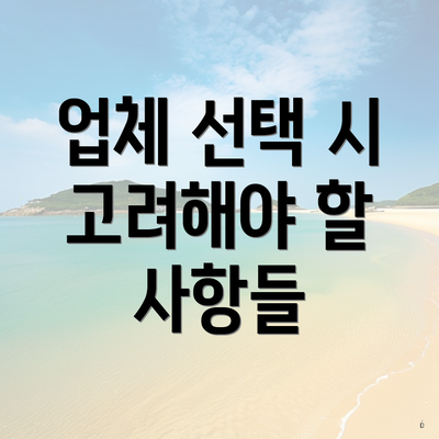 업체 선택 시 고려해야 할 사항들