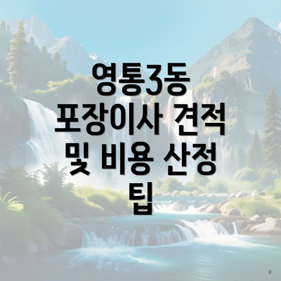 영통3동 포장이사 견적 및 비용 산정 팁