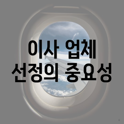 이사 업체 선정의 중요성