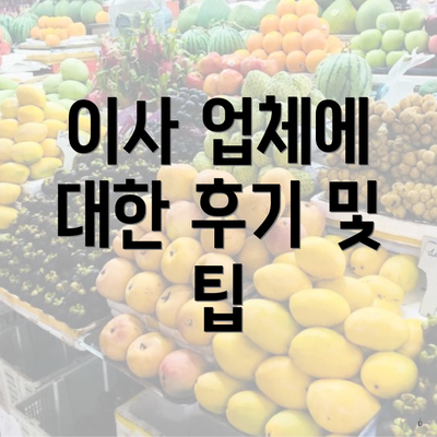 이사 업체에 대한 후기 및 팁