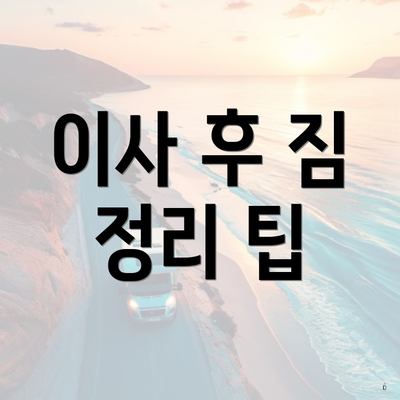 이사 후 짐 정리 팁