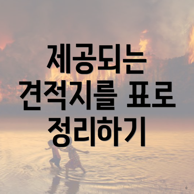 제공되는 견적지를 표로 정리하기