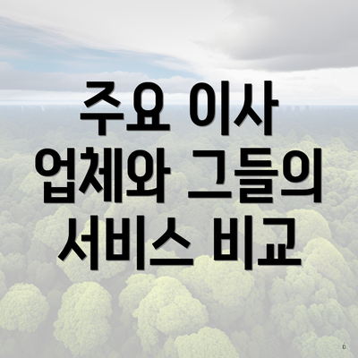 주요 이사 업체와 그들의 서비스 비교