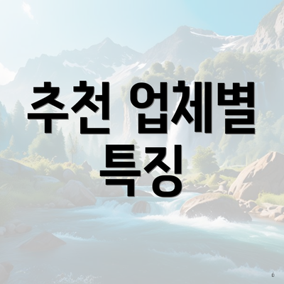 추천 업체별 특징