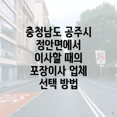 충청남도 공주시 정안면에서 이사할 때의 포장이사 업체 선택 방법