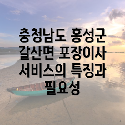 충청남도 홍성군 갈산면 포장이사 서비스의 특징과 필요성