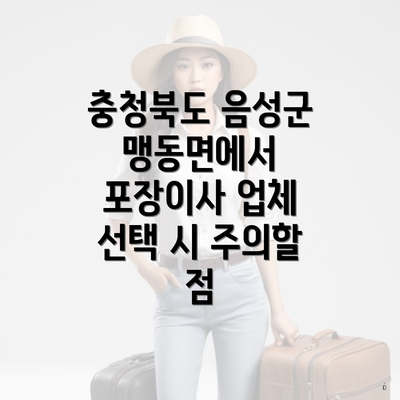 충청북도 음성군 맹동면에서 포장이사 업체 선택 시 주의할 점