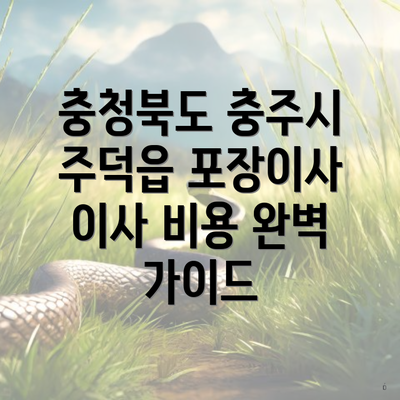 충청북도 충주시 주덕읍 포장이사 이사 비용 완벽 가이드