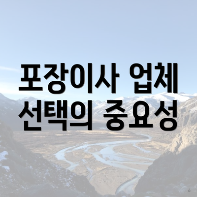 포장이사 업체 선택의 중요성