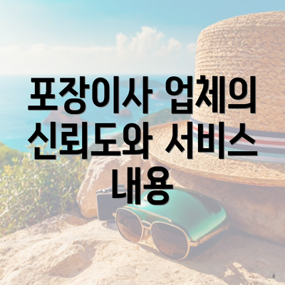 포장이사 업체의 신뢰도와 서비스 내용