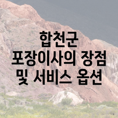 합천군 포장이사의 장점 및 서비스 옵션